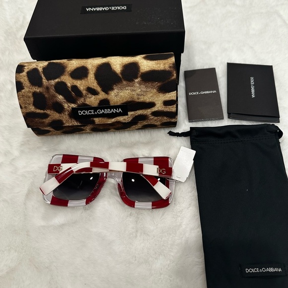 Dolce & Gabbana Red and White Checkered Sunglasses - Picture 5 of 5